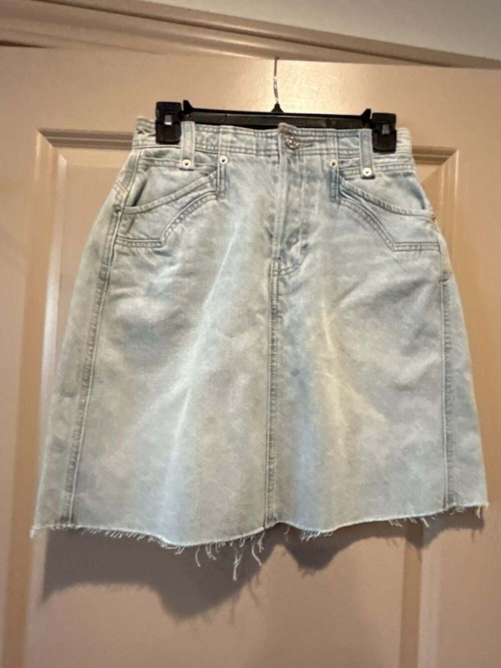 We The Free Denim Raw Hem Mini Skirt